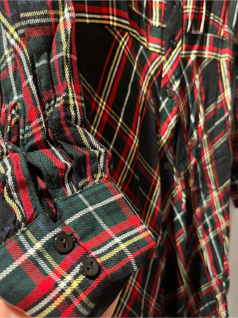 H&M Black and Red Plaid Long-Sleeve Shirt Dress - Picture 3 of 3